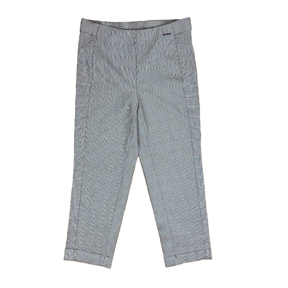 ANNE KLEIN Pullon Gray Houndstooth Office Comfy Stretchy Ankle Pants sz‎ Small